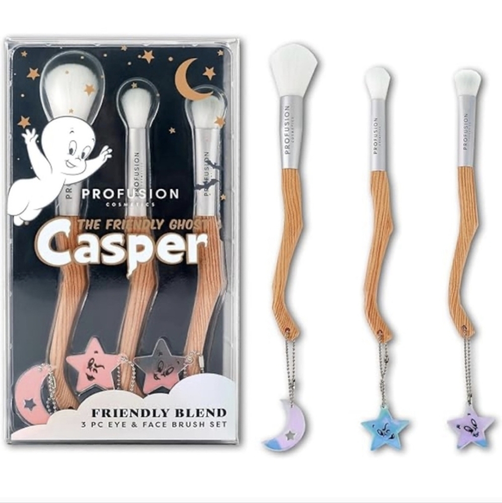 Casper The Friendly Ghost 3pc. Magic Makeup Brush Set Eye and Face Witchy Fairy